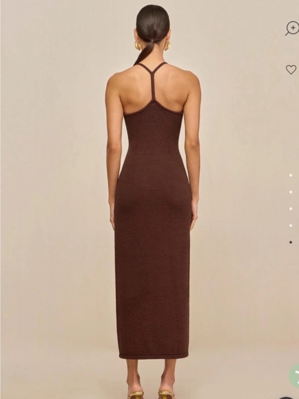 Cult Gaia Valma Halter Brown Dress with Gold Trim - Picture 4 of 11